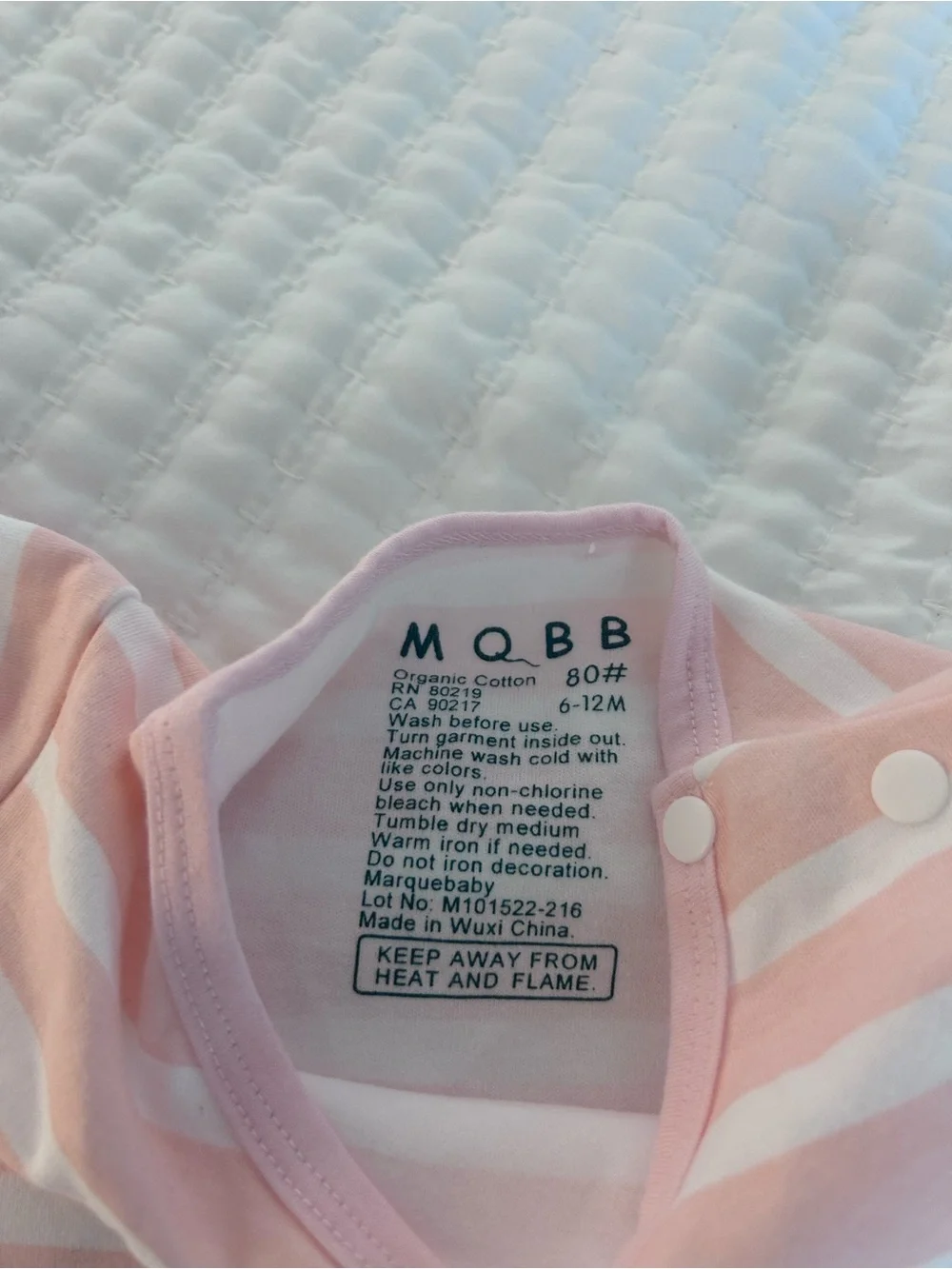 Striped Pink and White Sleep Sack for Kids.   Size 6-12M.  NWT
